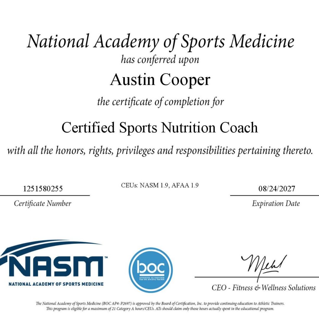Expertise in weight loss, performance, sport nutrition etc.