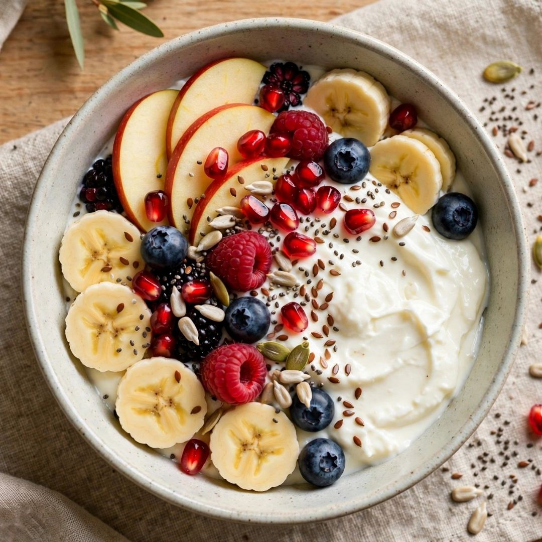 Greek Yogurt Fruit and Seed Bowl