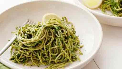Kale and Pistachio Pesto Spaghetti