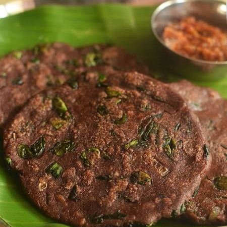 Ragi Adai with Tomato coriander chutney