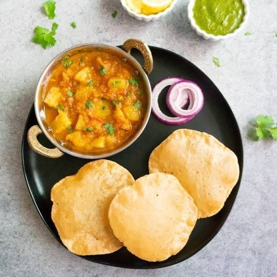 Plain Puri with Aloo Curry