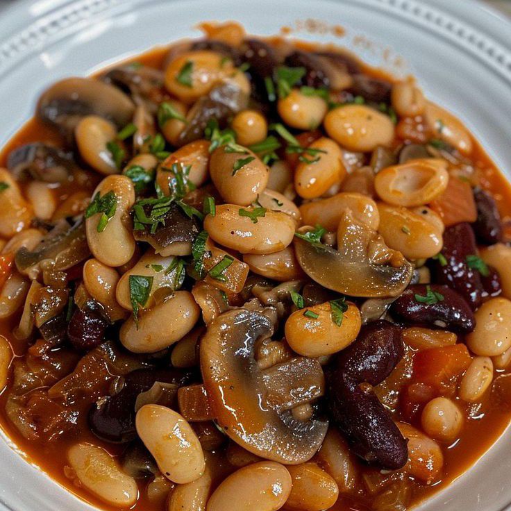 Mushroom  and beans soup