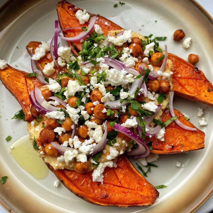 Baked sweet potato salad