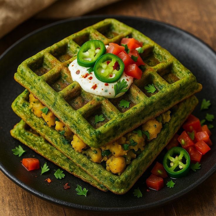 Spinach waffle