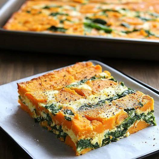 Baked Spinach and Sweet Potato