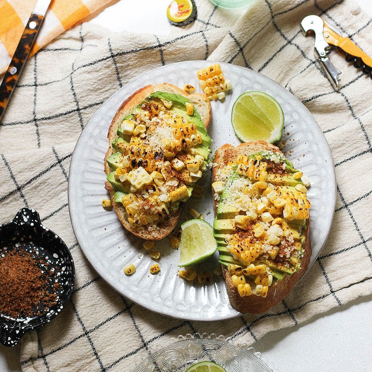 Corn and avocado toast