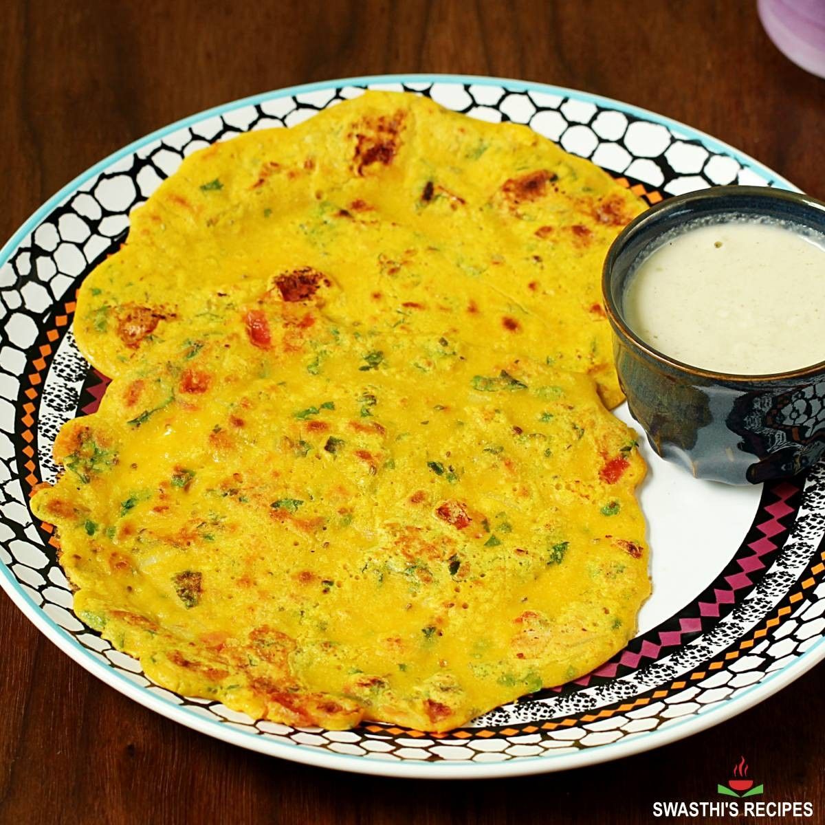 Besan chilla with curd