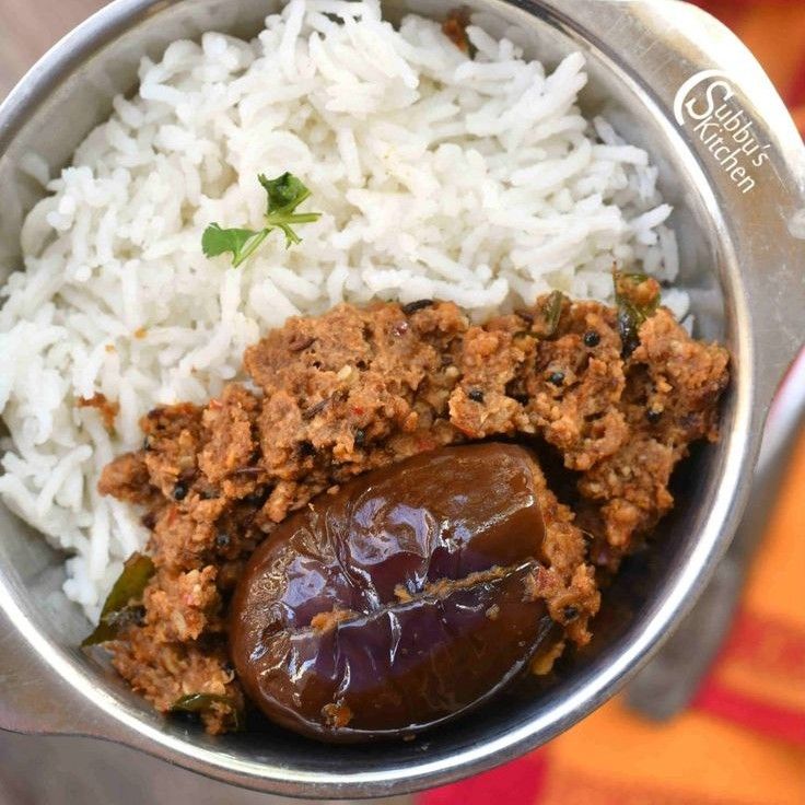 Rice with baigan curry